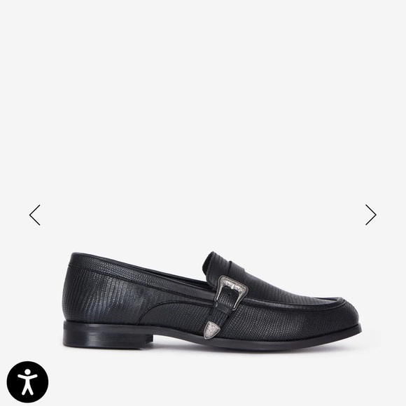 MEN’S THE KOOPLES BLACK LEATHER LOAFERS WITH WESTERN BUCKLE FR41